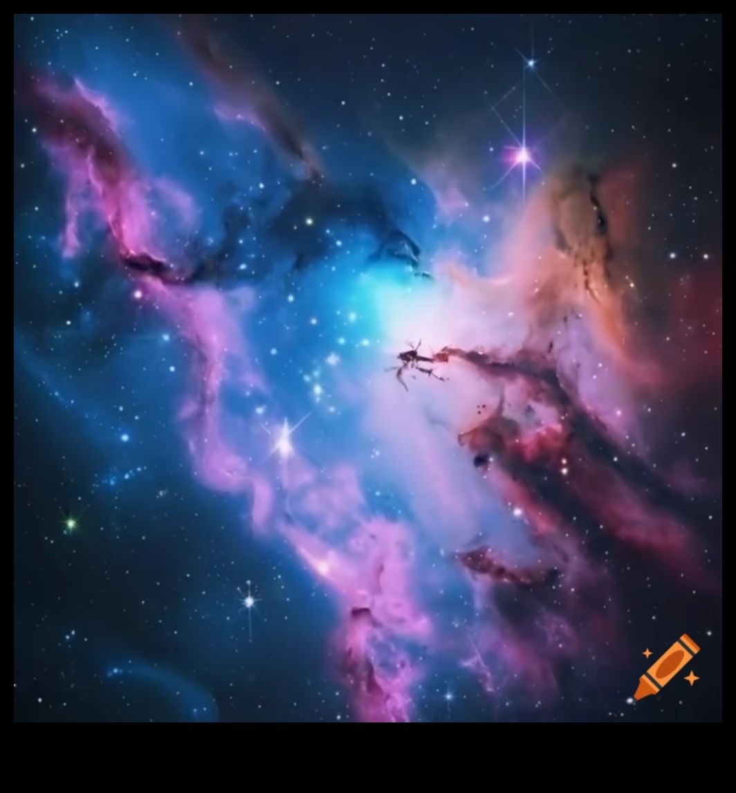 سواريه مرصعه بالنجوم: احتفال سماوي وسط تألق السديم في العالم الكوني